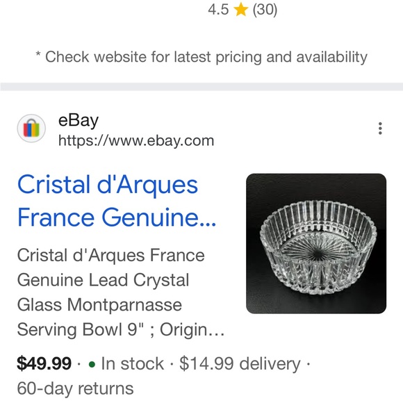 Montparnasse Cristal D’ Arques Elegant Crystal Cut Glass Bowl - Picture 5 of 6